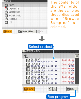 The contents of the SYS folder are the same as those displayed when 
